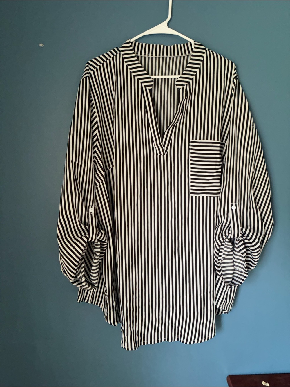 Striped Black and White Long Sleeve Women’s shirt